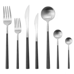 Coffret de 24 couverts noirs résine et acier inoxidable