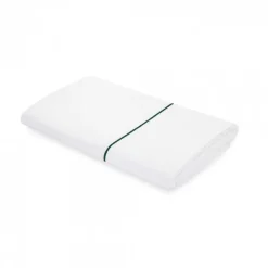 Drap plat satin de coton avec broderie vert foncé
