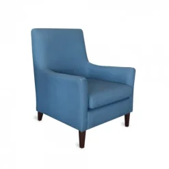 Fauteuil bleu océan uni avec accoudoirs