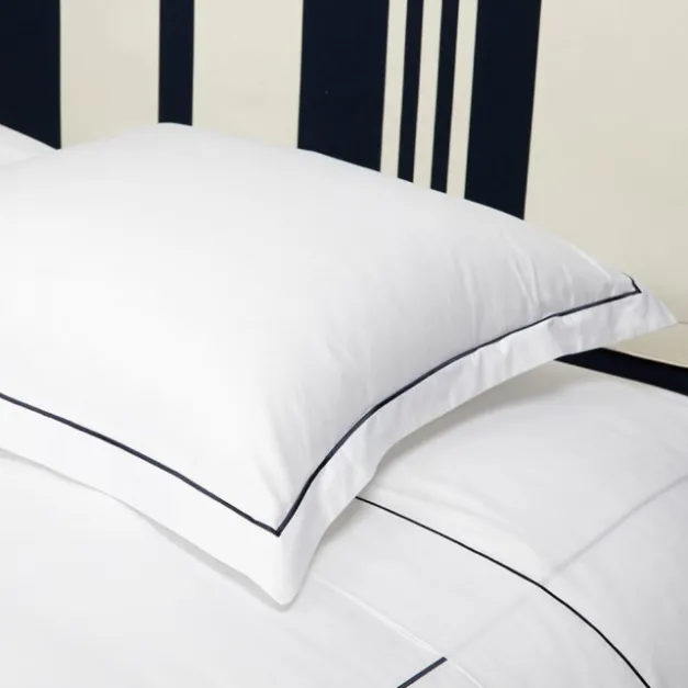 Housse de couette en satin de coton broderie bleu