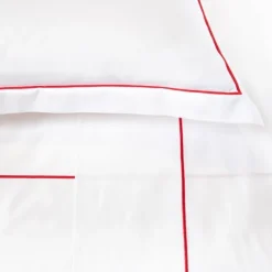 Housse de couette en satin de coton broderie rouge