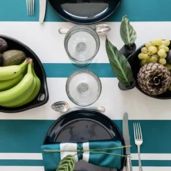 Nappe à rayures vertes en satin de coton