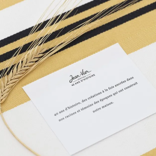 Nappe en coton jaune à rayures en chevrons