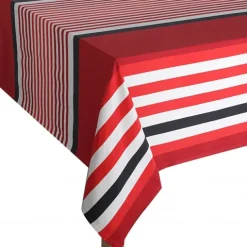 Nappe en coton rouge et noir à rayures
