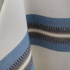 Nappe en lin et coton bleu à rayures