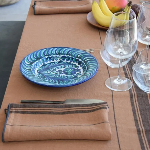 Nappe en lin terracotta à rayures