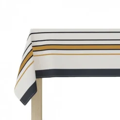 Nappe en satin de coton à rayures beige