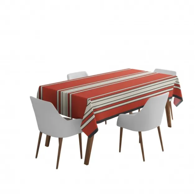 Nappe rouge en satin de coton à rayures