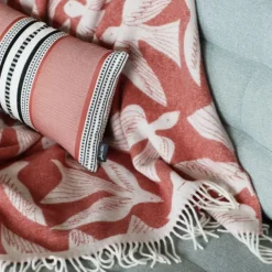 Plaid terracotta en laine et cachemire avec motifs