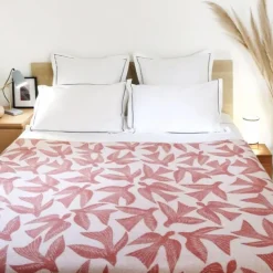 Plaid terracotta en laine et cachemire avec motifs