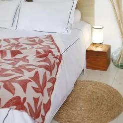 Plaid terracotta en laine et cachemire avec motifs