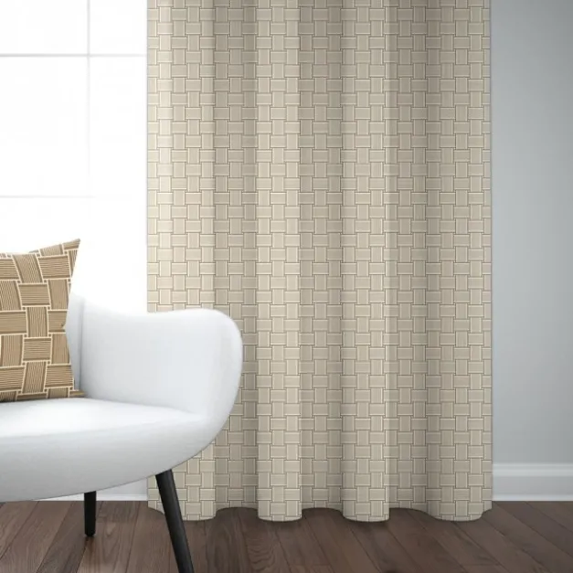 Rideau en Jacquard beige à motifs tissés