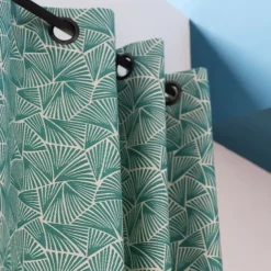 Rideau en Jacquard bleu turquoise à motifs