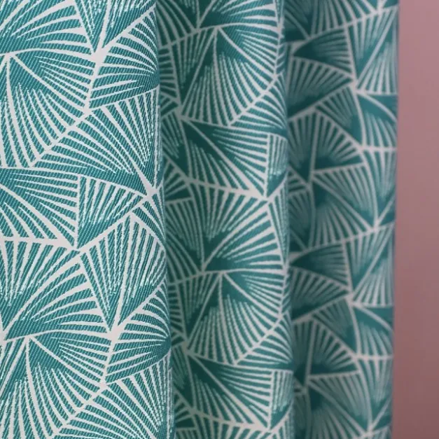 Rideau en Jacquard bleu turquoise à motifs