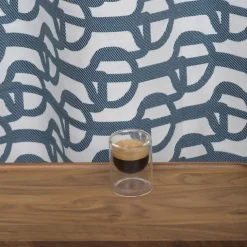 Rideau en Jacquard en coton bleu à motifs noeuds