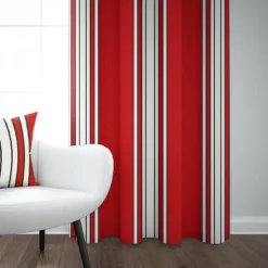 Rideau en satin de coton rouge à rayures