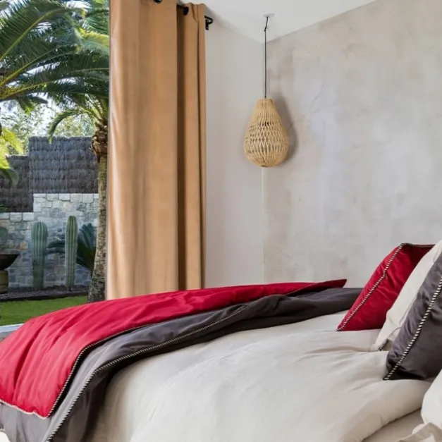 Rideau en velours uni beige