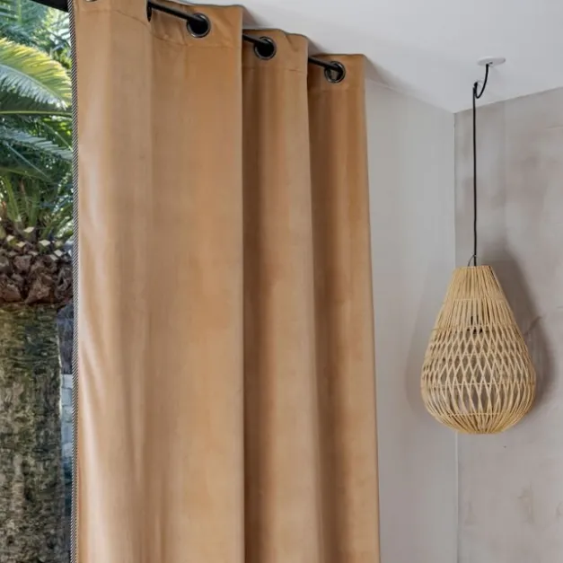 Rideau en velours uni beige