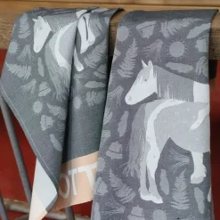 Torchon gris en Jacquard à motifs pottok