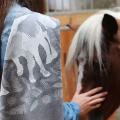 Torchon gris en Jacquard à motifs pottok
