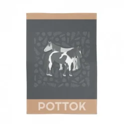 Torchon gris en Jacquard à motifs pottok